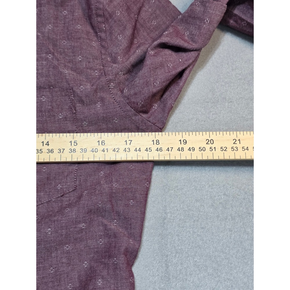 Hawker Rye Mens Slim Fit Long Sleeve Button Down Shirt Burgundy Micro Print XS - Picture 5 of 7